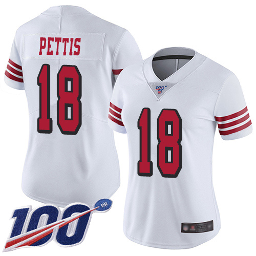 San Francisco 49ers Limited White Women Dante Pettis NFL Jersey #18 100th Season Rush Vapor Untouchable->san francisco 49ers->NFL Jersey